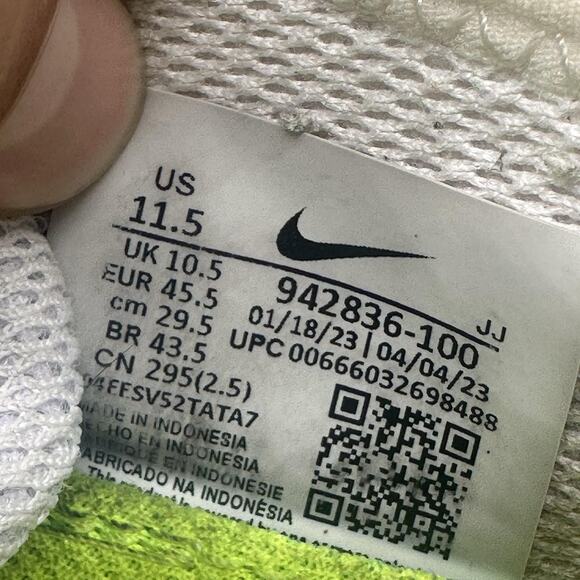 Mens Size 11.5 Nike Free RN 2018 942836-100 White Running Shoes Sneakers - Picture 9 of 9